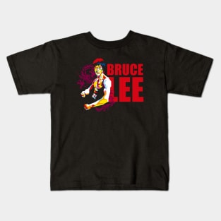 Bruce Lee with colorful pop art Kids T-Shirt